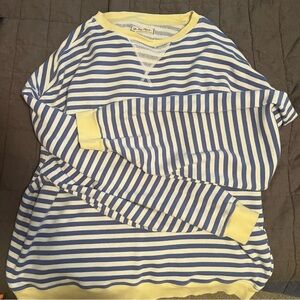 Free People Classic Oversized Striped Sweatshirt